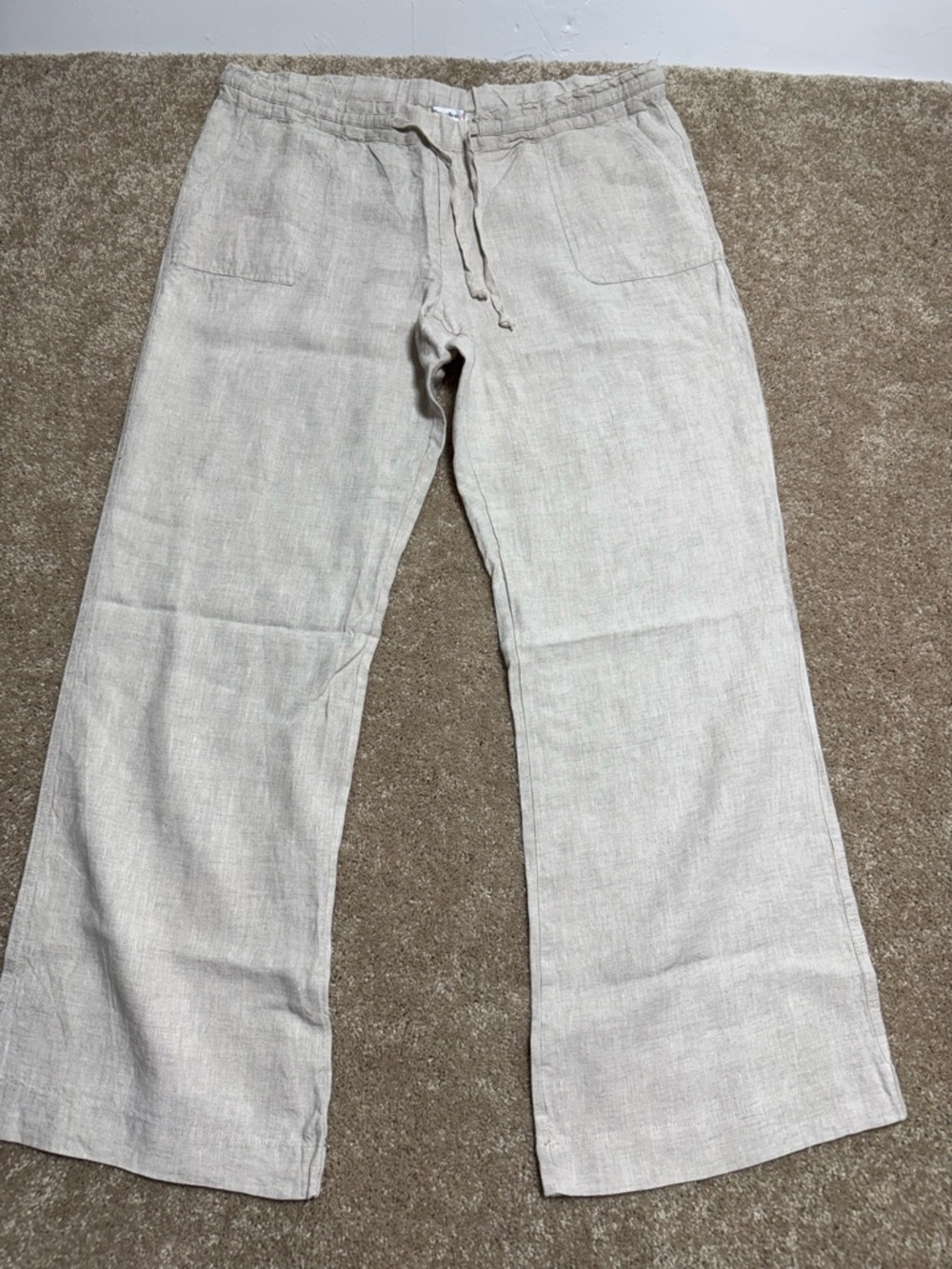 Allen Allen Natural Linen-Blend Pants